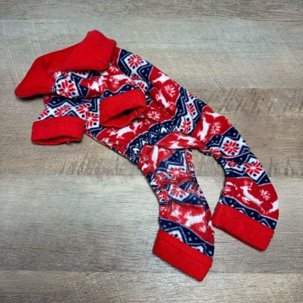 Heart to Tail Fleece Dog/Cat Pajamas with Reindeer Christmas Sweater Pattern